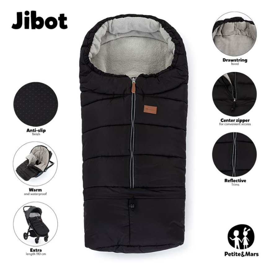 PETITE&MARS - SET Barnåkpåse 3-i-1 JIBOT + handvärmare för barnvagn grön