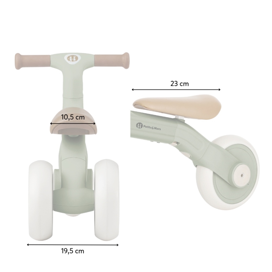 PETITE&MARS - 3-i-1 trehjuling för barn BINGO, blå, med styrning