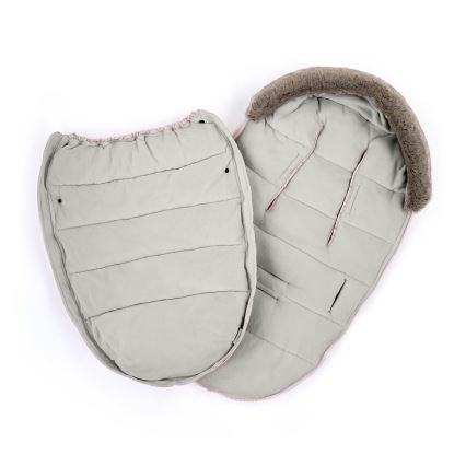 PETITE&MARS - SET Barnåkpåse 4-i-1 COMFY + handvärmare för barnvagn FURRY Pastel Peach