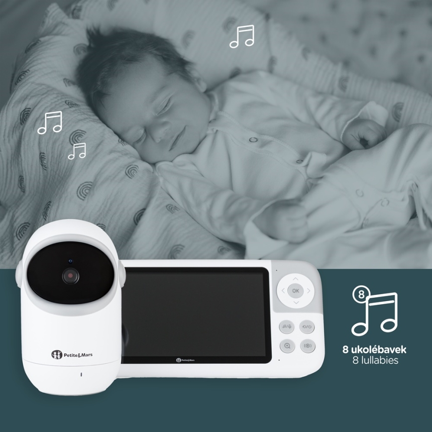PETITE&MARS - Babymonitor med skärm EVE 5.0 3,8 V 3050 mAh