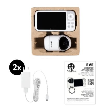PETITE&MARS - Babymonitor med skärm EVE 5.0 3,8 V 3050 mAh