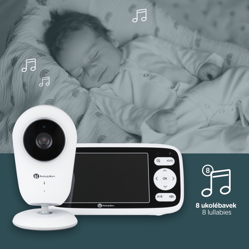 PETITE&MARS - Babyvakt med monitor NANO 4.0 3,7V 1760 mAh