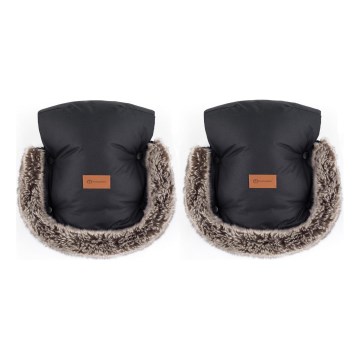 PETITE&MARS - Handmuff för barnvagn FURRY Forever Black
