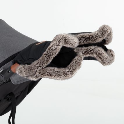 PETITE&MARS - Handmuff för barnvagn FURRY Forever Black