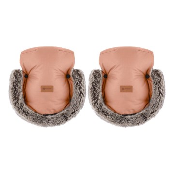 PETITE&MARS - Handmuff för barnvagn FURRY Pastel Peach