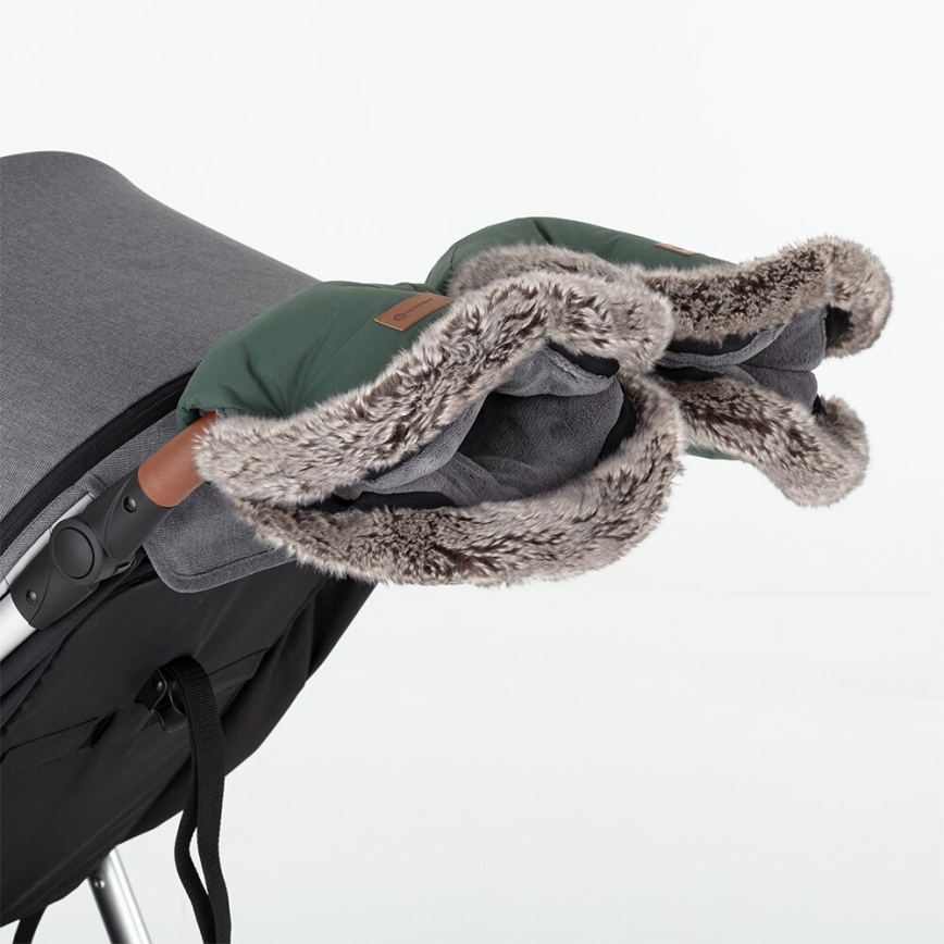 PETITE&MARS - Handmuff för barnvagn FURRY Veritable Khaki