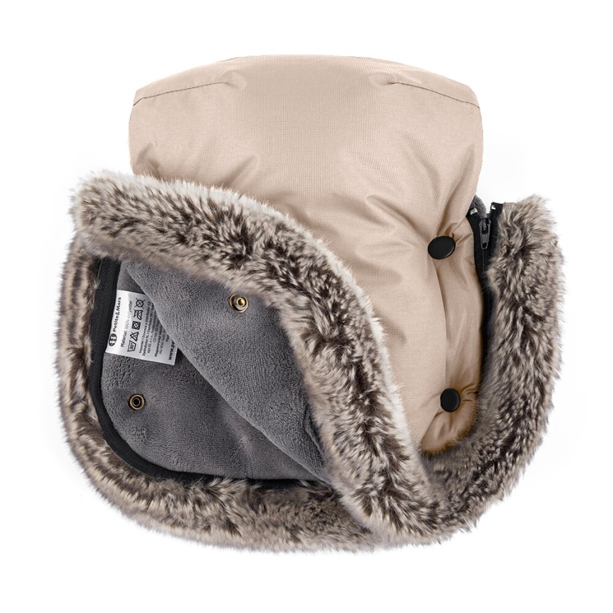 PETITE&MARS - KIT Baby åkpåse 4i1 ARCTIC + handmuff för barnvagn FURRY Ros Petal