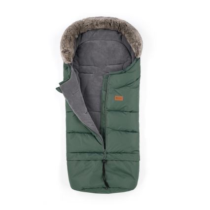 PETITE&MARS - KIT Baby åkpåse 4i1 ARCTIC + handmuff för barnvagn FURRY Veritable Khaki