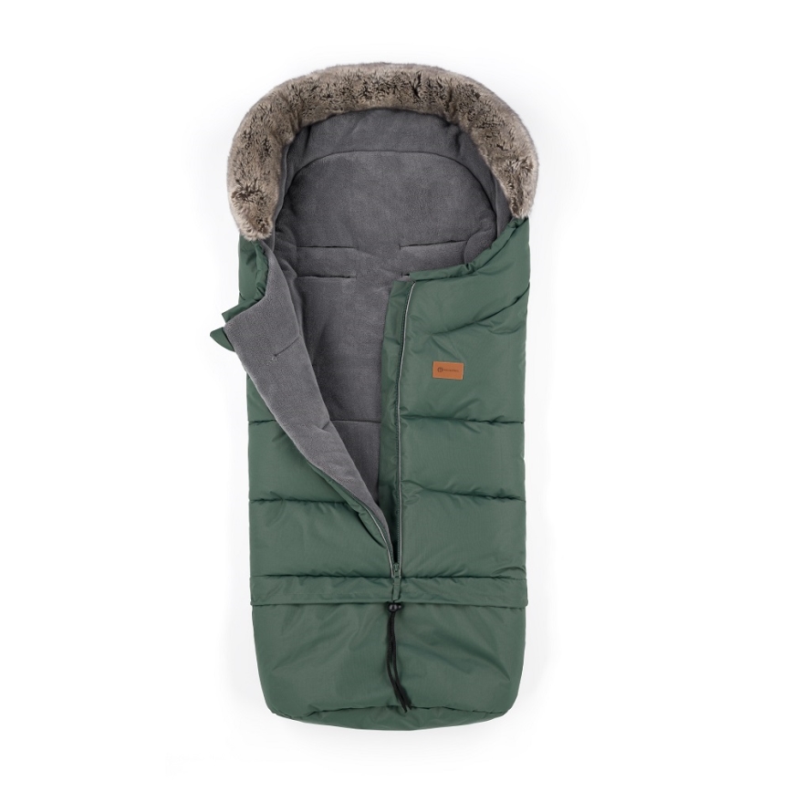 PETITE&MARS - KIT Baby åkpåse 4i1 ARCTIC + handmuff för barnvagn FURRY Veritable Khaki