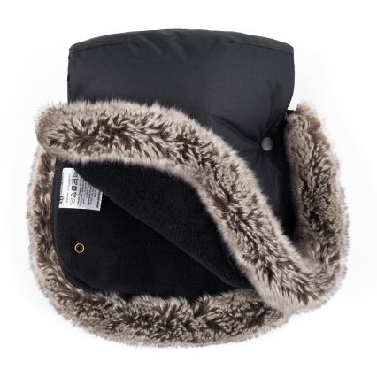 PETITE&MARS - KIT Baby åkpåse 4i1 COMFY + handmuff för barnvagn FURRY Forever Black