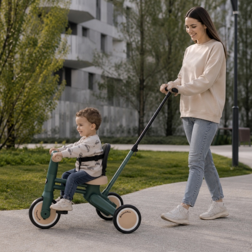 PETITE&MARS - Trehjuling för barn 4-i-1 DRIFT Misty Green