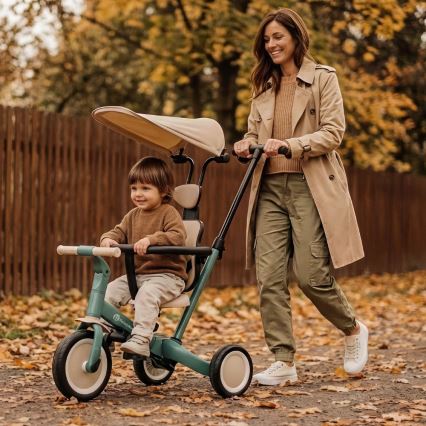PETITE&MARS - Trehjuling för barn 5-i-1 TURBO PLUS Misty Green