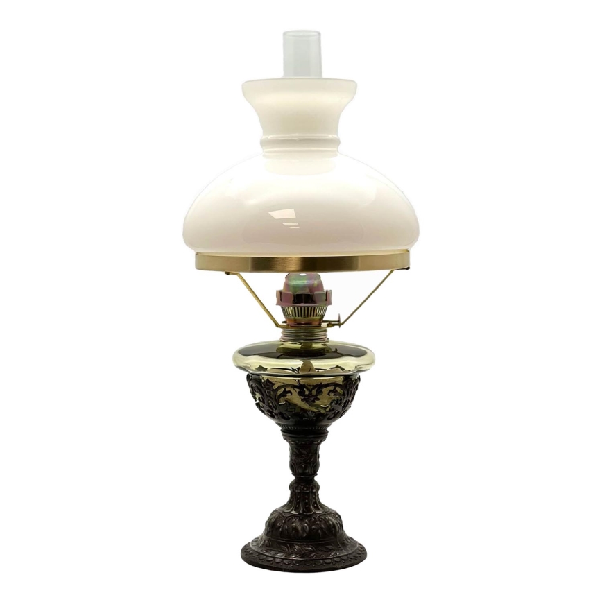 Petroleumslampa RŮŽENA 50 cm skogsgrön med tennbeslag