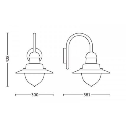 Philips 01652/06/PN - Utomhus Väggbelysning RAINDROP 1xE27/53W/230V IP44