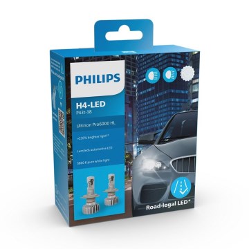 Philips 11342U6000X2 - SET 2x LED-bilampor Ultinon Pro6000 H4 PX426d/18W/12V 5800K