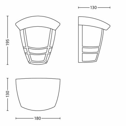 Philips 15387/30/16 - Utomhus Väggbelysning MYGARDEN CREEK 1xE27/60W/230V