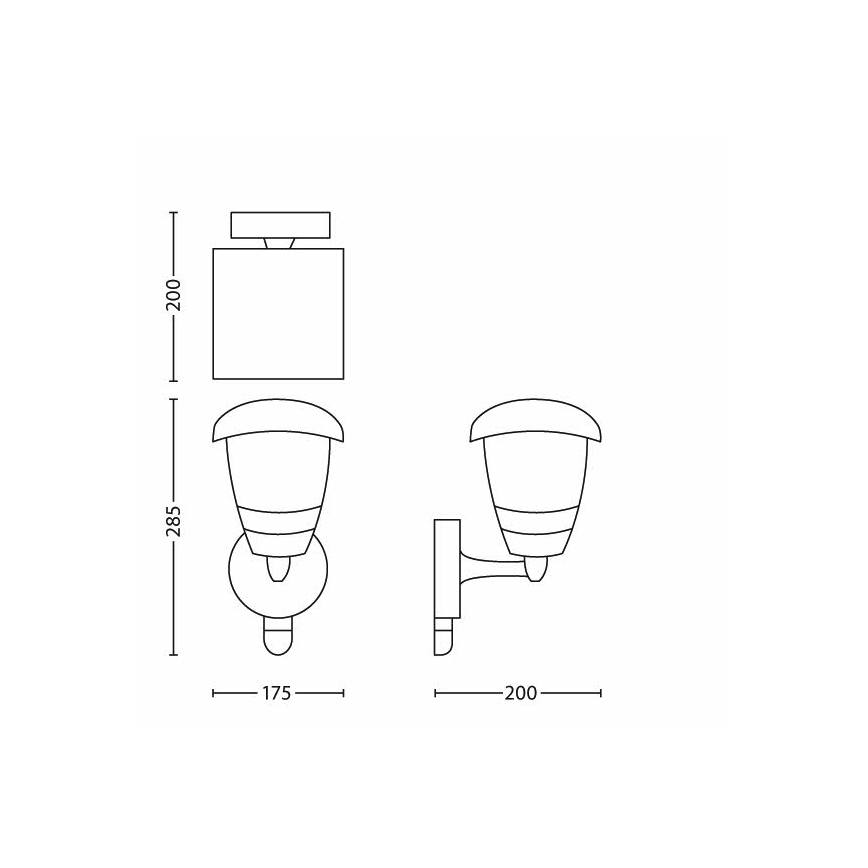 Philips 15388/30/16 - Utomhus Väggbelysning med sensor CREED 1xE27/60W IP44