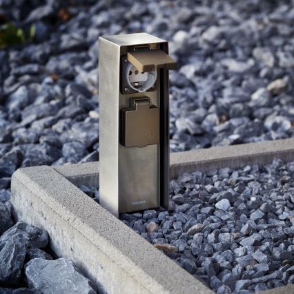 Philips - Utomhus eluttagstolpe 230V IP44