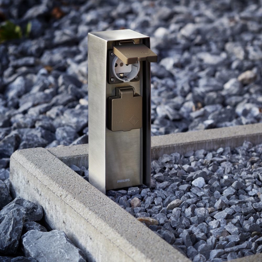 Philips - Utomhus eluttagstolpe 230V IP44