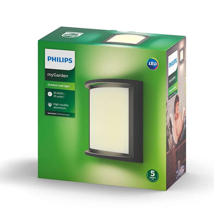 Philips 17391/93/P0 - Utomhus LED Väggbelysning MYGARDEN SAMONDRA LED/12W IP44