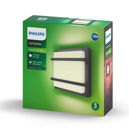 Philips 17394/93/P0 - Utomhus LED Väggbelysning MYGARDEN PETRONIA LED/12W IP44