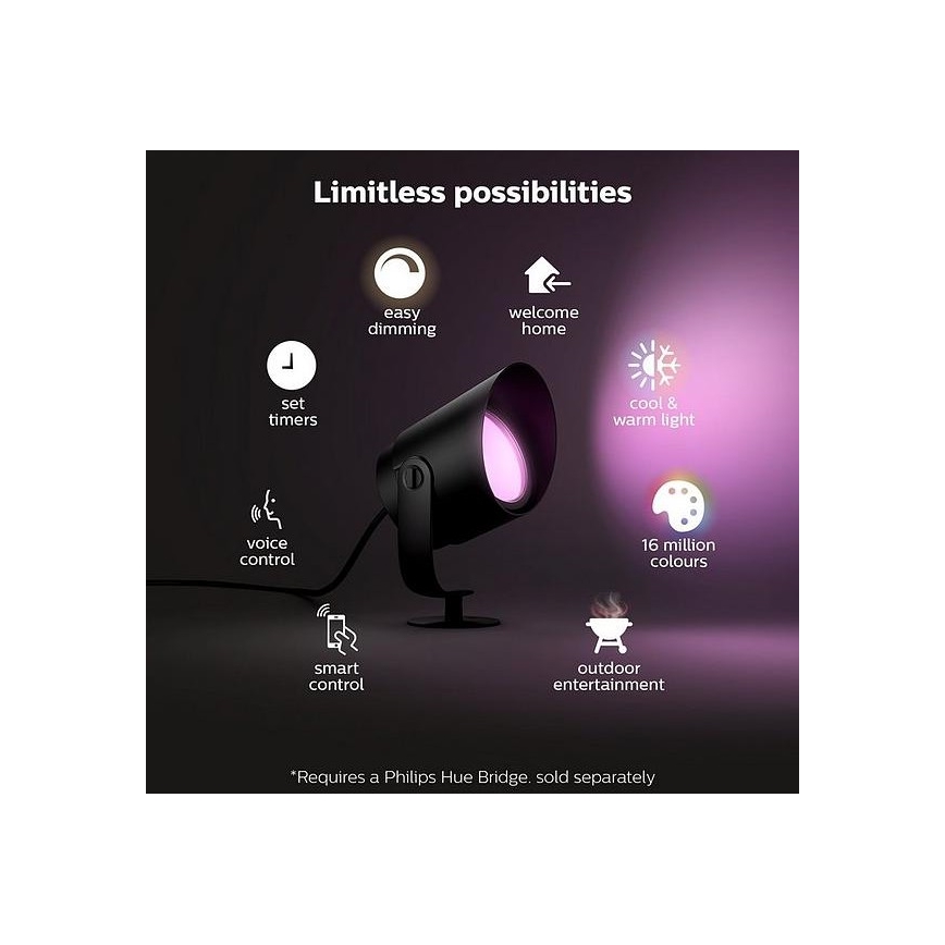 Philips - LED RGB Dimbar utomhuslampa Hue LILY LED/15W/230V IP65