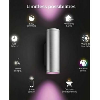 Philips - LED RGBW Dimbar vägglampa utomhus Hue APPEAR 2xLED/8W/230V IP44