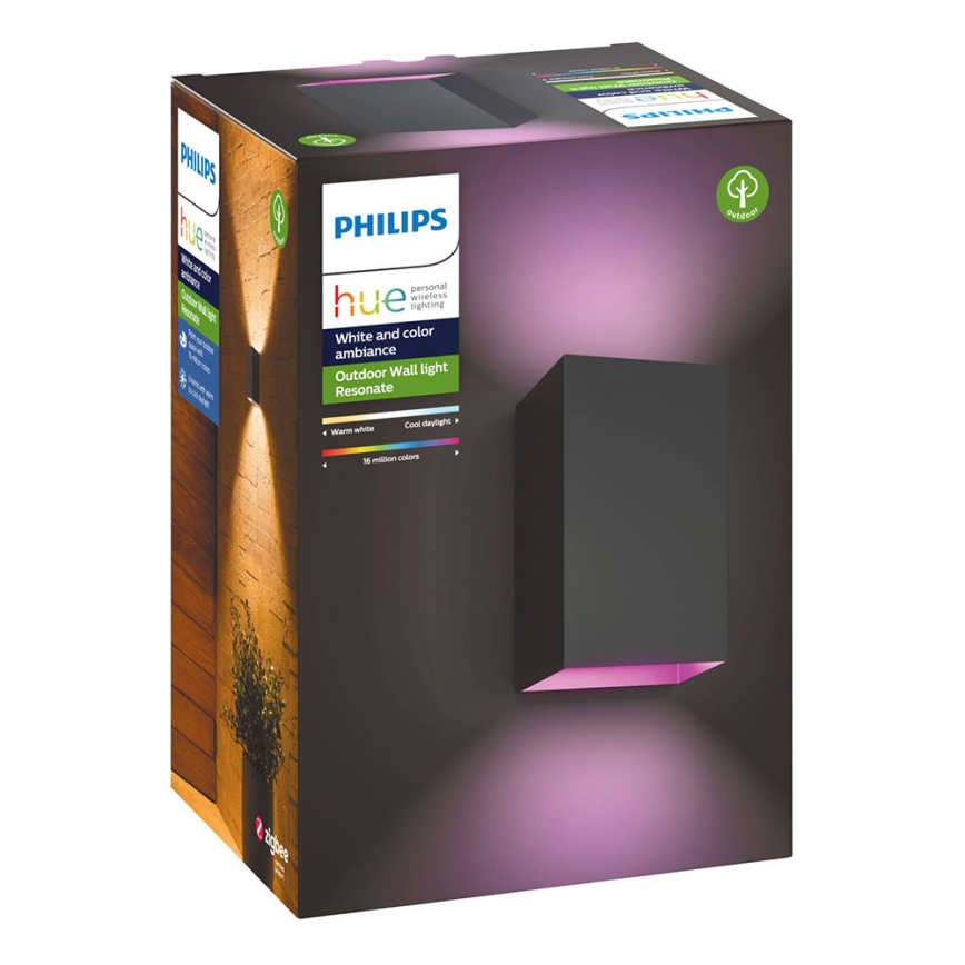 Philips - LED RGBW Dimbar vägglampa utomhus Hue RESONATE 2xLED/8W/230V 2000-6500K IP44