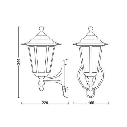 Philips - Utomhus vägglampa med sensor 1xE27/60W/230V IP44