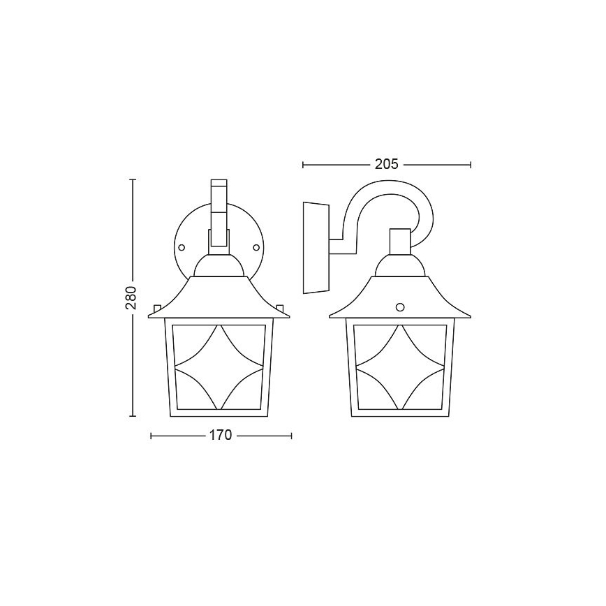 Philips - Utomhus vägglampa  1xE27/60W/230V IP44