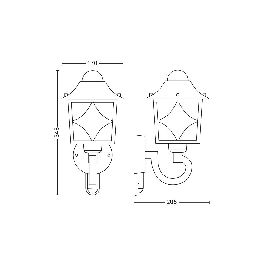 Philips - Utomhus vägglampa  med sensor  1xE27/60W/230V IP44