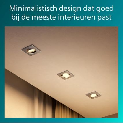 Philips - 3-pack infällda armaturer PERIDOT 1xGU10/7W/230V, silver