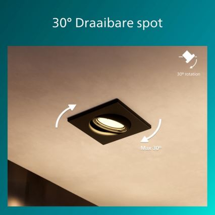 Philips - 3-pack infällda taklampor PERIDOT 1xGU10/7W/230V svart