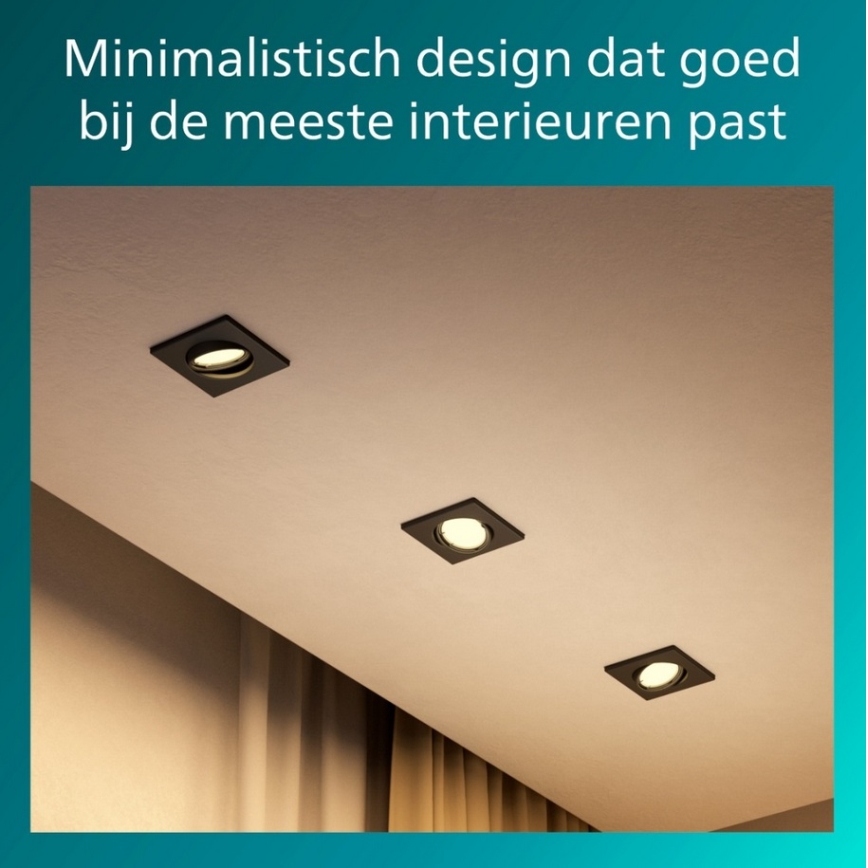 Philips - 3-pack infällda taklampor PERIDOT 1xGU10/7W/230V svart