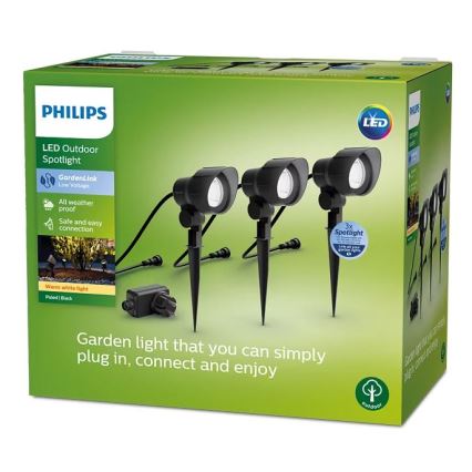 Philips - SET OM 3x LED Utomhus spotlampa LED/6W/230V 2700K IP44