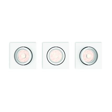Philips - Set om 3 LED RGBW dimbara infällda downlights 1xGU10/4,8W/230V vit + fjärrkontroll