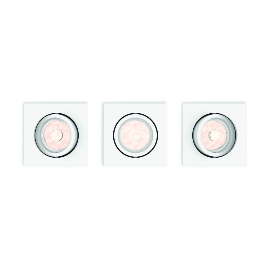 Philips - Set om 3 LED RGBW dimbara infällda downlights 1xGU10/4,8W/230V vit + fjärrkontroll