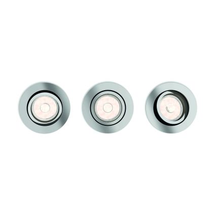 Philips - Set 3x LED RGBW dimbara infällda downlights 1xGU10/4,8W/230V polerad krom + fjärrkontroll