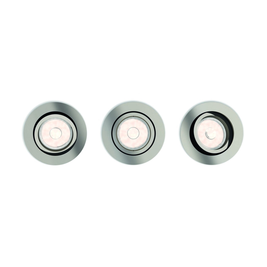 Philips - Set med 3 dimbara LED RGBW infällda downlights 1xGU10/4,8W/230V matt krom + fjärrkontroll