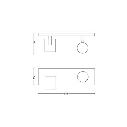 Philips 53092/48/16 - Spotlight RUNNER silver 2xGU10/35W/230V