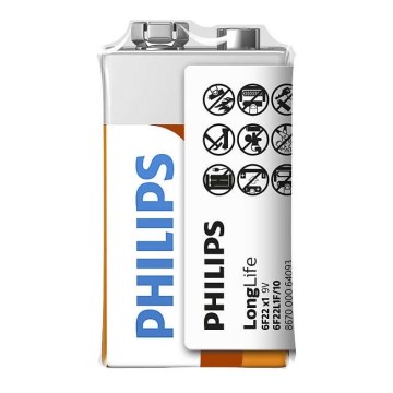 Philips 6F22L1F/10 - Zinkkloridbatteri 6F22 LONGLIFE 9V 150mAh