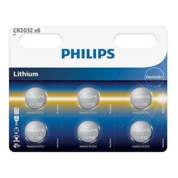 Philips CR2032P6/01B - 6 st Lithiumknappcell CR2032 MINICELLS 3V 240mAh