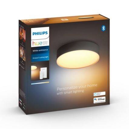 Philips - LED-dimbart taklampa Hue LED/9,6W/230V 2200-6500K Ø 261 mm svart + fjärrkontroll