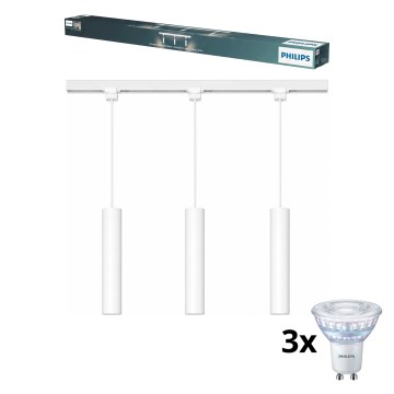 Philips - Dimbar LED-pendellampa med vajer för EASYLINK-skensystemet, 3x GU10/7W/230V, 2200–2700 K, 1 m, vit