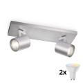 Philips - dimbar LED RGBW-spotarmatur RUNNER 2xGU10/6,5W/230V 2700-6500K matt krom