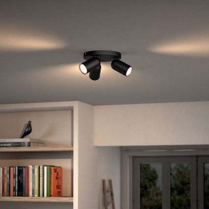 Philips - LED RGBW dimbar spotlampa PONGEE 3xGU10/4,8W/230V 3000K svart + fjärrkontroll