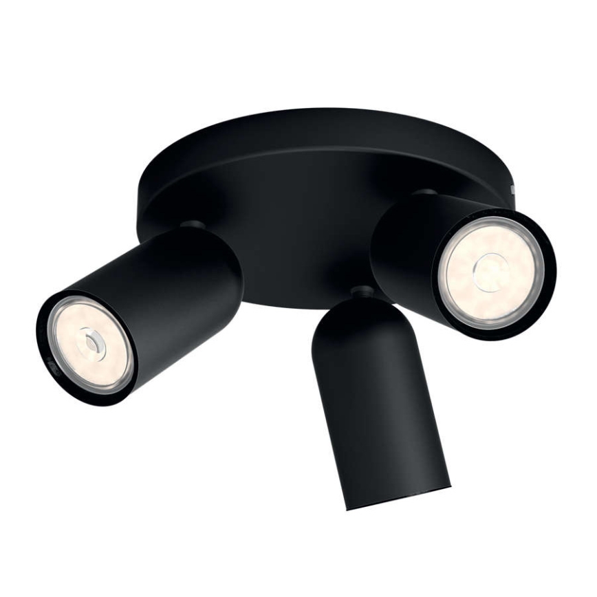 Philips - LED RGBW dimbar spotlampa PONGEE 3xGU10/4,8W/230V 3000K svart + fjärrkontroll