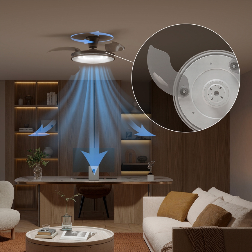 Philips - Dimbar LED-taklampa med fläkt ATLAS LED/35W/230V mattkrom + fjärrkontroll