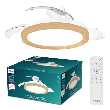 Philips - Dimbart LED-taklampa med fläkt BLISS LED/35W/230V brun + fjärrkontroll