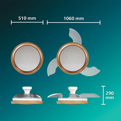Philips - Dimbart LED-taklampa med fläkt BLISS LED/35W/230V brun + fjärrkontroll